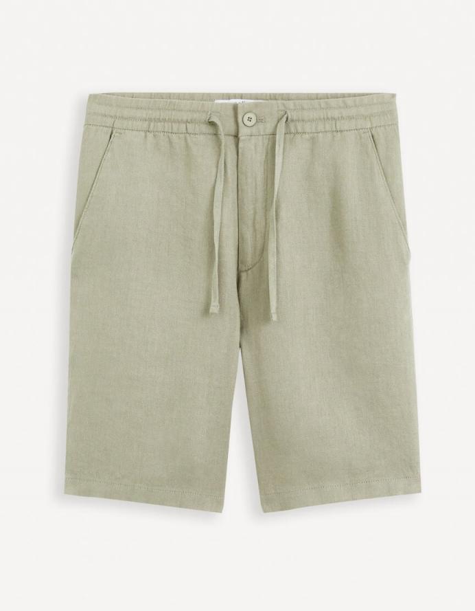 Hombre Celio Bermuda 100 lino Vert Sauge Bermudas Formation Avis
